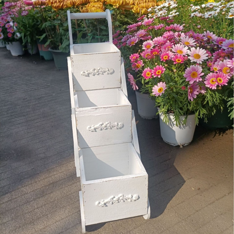 Eden medinis 3 pakopų vazonėlių stovas, grindų stovas