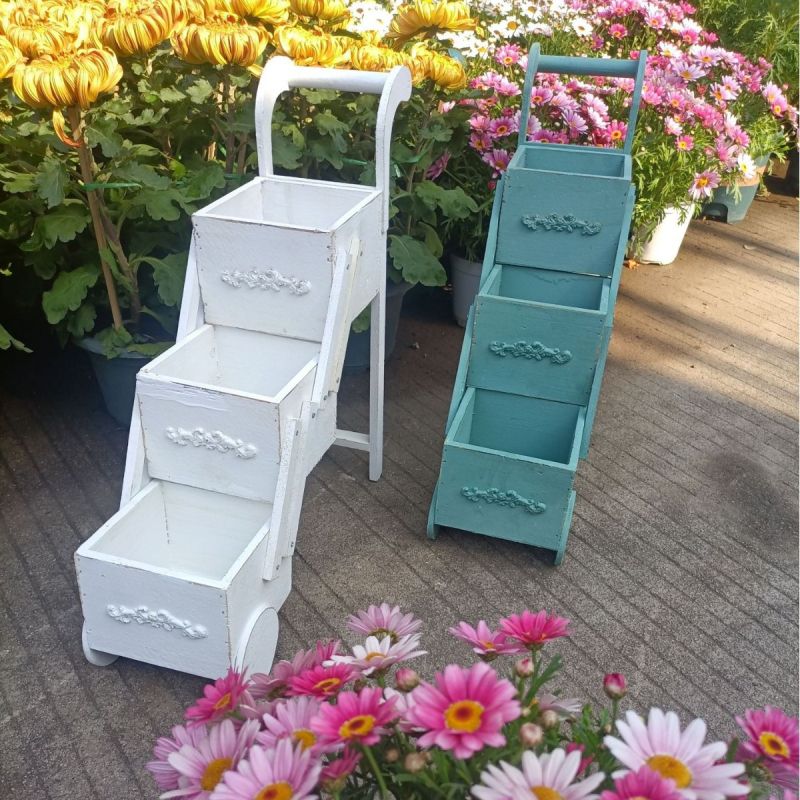 Eden medinis 3 pakopų vazonėlių stovas, grindų stovas