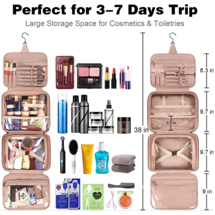 Τσάντα περιποίησης με PU υλικό, πολλαπλών χρήσεων, απλός και μοντέρνος σχεδιασμός, ιδανική για ταξίδια και αποθήκευση μακιγιάζ