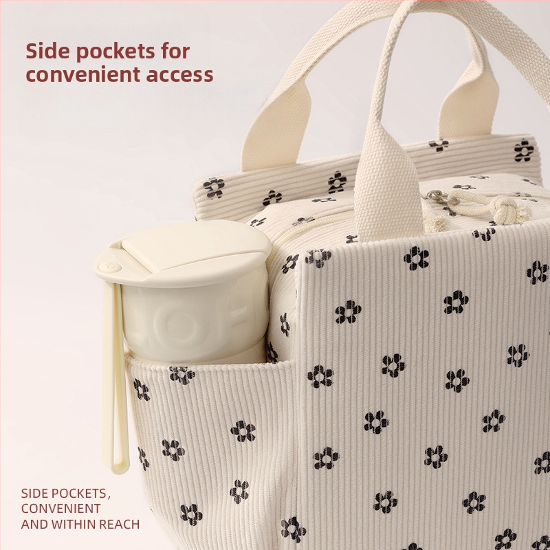 Bei Lian Corduroy квадратна изолирана чанта за обяд, капацитет 6,5 л, преносима и сгъваема