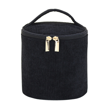 Corduroy цилиндрична чанта за козметика, голям капацитет, едноцветен модел, подплата от полиестер, Xingbiao