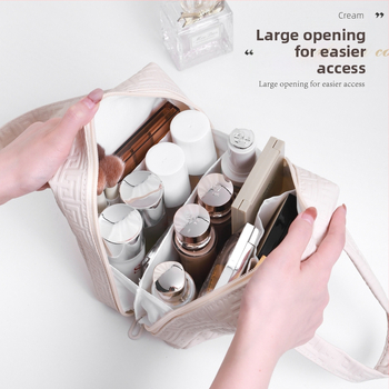 Τσαντάκι καλλυντικών από PU δέρμα με σχεδίαση κελύφους, μεγάλο χώρο για ταξίδια, αστικός μινιμαλιστικός σχεδιασμός