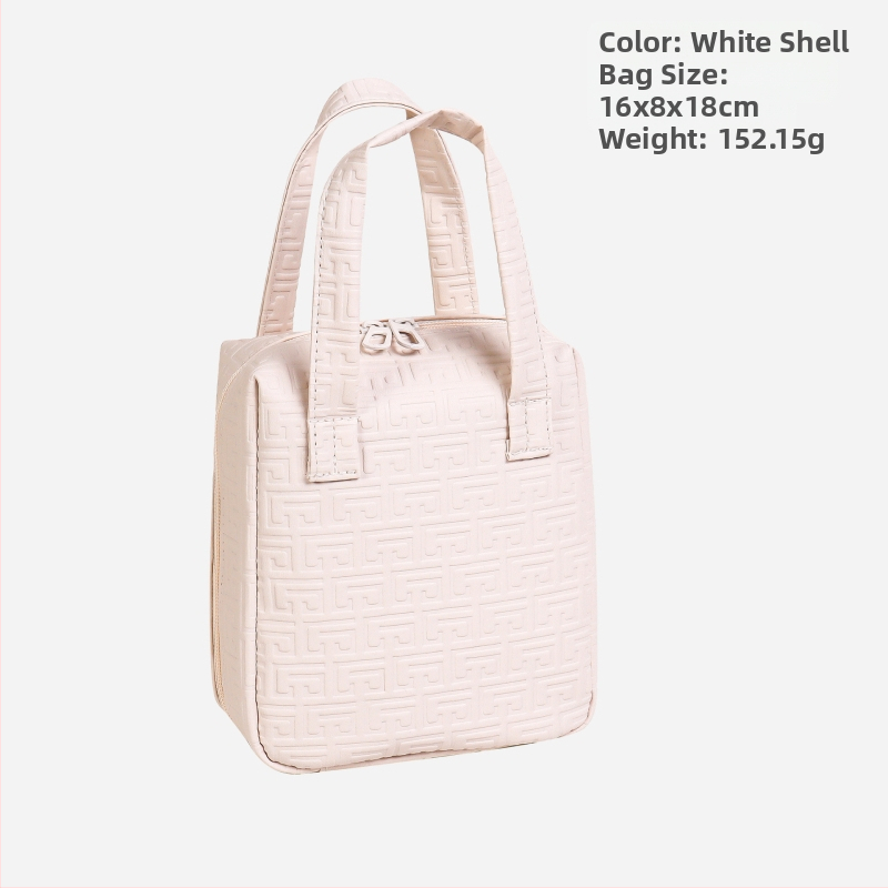 Τσαντάκι καλλυντικών από PU δέρμα με σχεδίαση κελύφους, μεγάλο χώρο για ταξίδια, αστικός μινιμαλιστικός σχεδιασμός