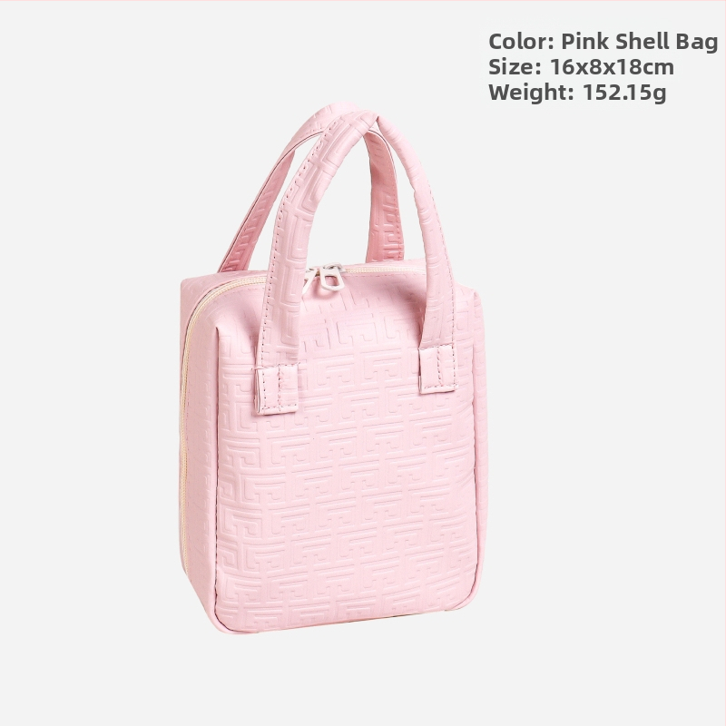 Τσαντάκι καλλυντικών από PU δέρμα με σχεδίαση κελύφους, μεγάλο χώρο για ταξίδια, αστικός μινιμαλιστικός σχεδιασμός