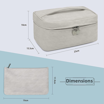 Чанта за грим от полиестер, водоустойчива, с цип за отваряне, хоризонтална квадратна форма, мека дръжка.