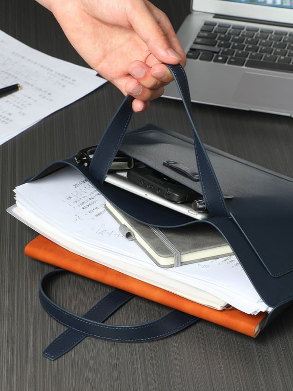 Verslo odinė A4 dokumentų tašė su odine sagtimi, spausdintas logotipas, atspari vandeniui ir dėvėjimui, didelė talpa, PU oda, pamušalas poliesteris, prekinis ženklas Yujingxuan