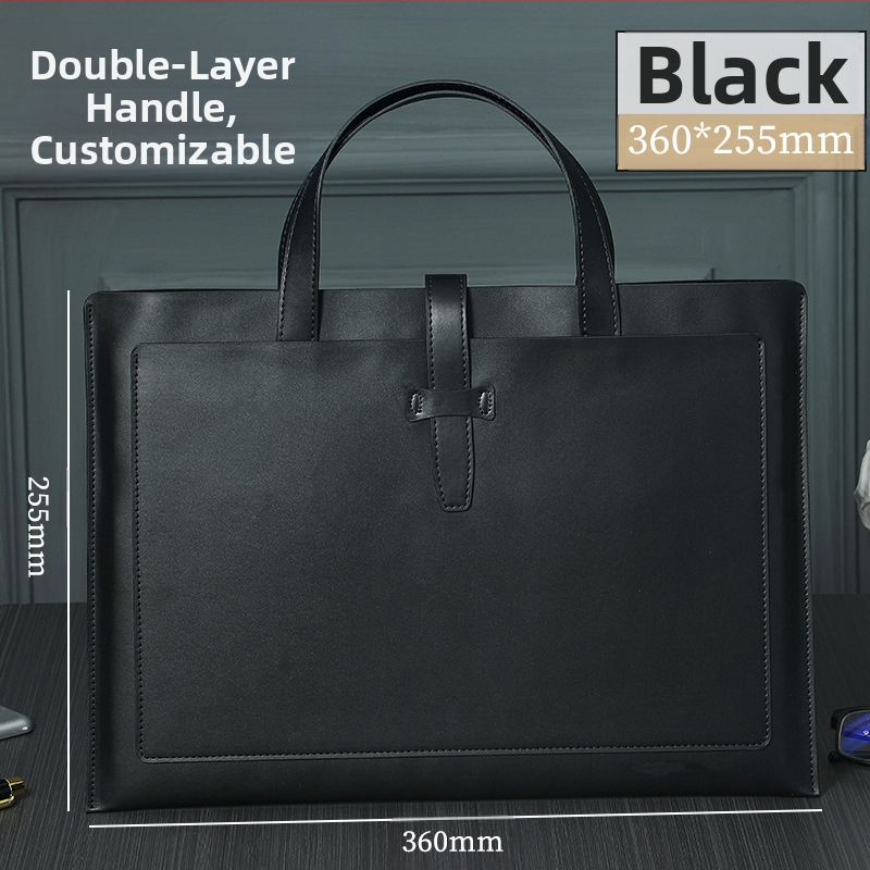 Verslo odinė A4 dokumentų tašė su odine sagtimi, spausdintas logotipas, atspari vandeniui ir dėvėjimui, didelė talpa, PU oda, pamušalas poliesteris, prekinis ženklas Yujingxuan