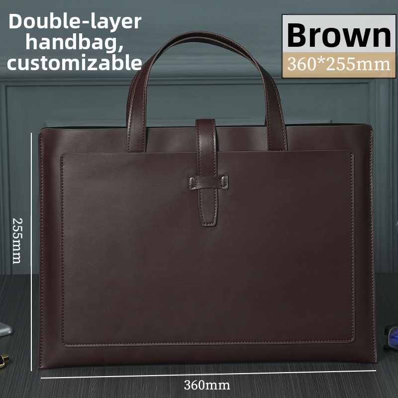 Verslo odinė A4 dokumentų tašė su odine sagtimi, spausdintas logotipas, atspari vandeniui ir dėvėjimui, didelė talpa, PU oda, pamušalas poliesteris, prekinis ženklas Yujingxuan