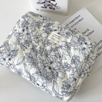 Памучна чанта clutch за грим и тоалетни принадлежности, подплата полиестер, стил свеж и сладък, пролет 2024