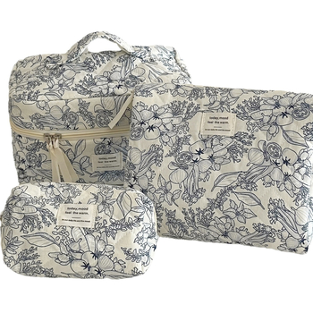 Памучна чанта clutch за грим и тоалетни принадлежности, подплата полиестер, стил свеж и сладък, пролет 2024