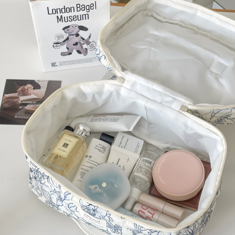 Pamut anyagú clutch táska smink- és kozmetikai eszközökhöz, poliészter bélés, friss édes stílus, tavasz 2024
