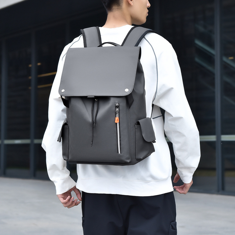 Férfi nylon hátizsák laptophoz, 20–35L, 14 hüvelykes laptophoz, városi minimalist stílus, ívelt vállpántok