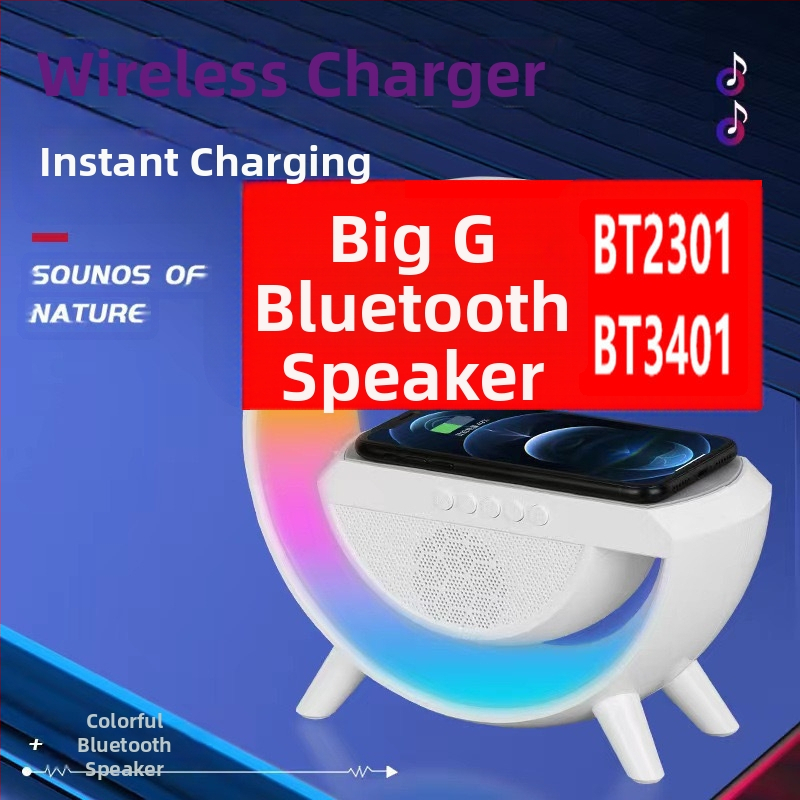 Bluetooth колонка, Bluetooth 5.3, вградена батерия 1200–2000 mAh, 15W изход, безжично зареждане и LED атмосферно осветление, честотен обхват 100Hz–20kHz