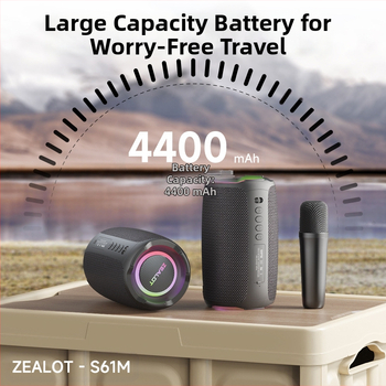 ZEALOT Φορητό ηχείο Bluetooth karaoke με ενσωματωμένο μικρόφωνο, 20W, Bluetooth 5.2, IPX5, μπαταρία 2000–4000mAh