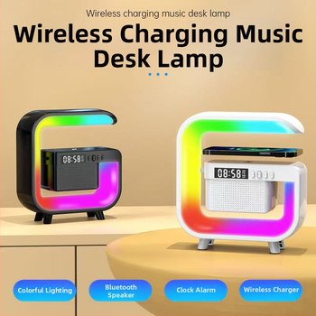 Ασύρματος Bluetooth ηχείο με ασύρματη φόρτιση, ξυπνητήρι και φωτισμό ατμόσφαιρας – Bluetooth 5.3, 5W, ενσωματωμένη μπαταρία 2000–4000mAh, εμβέλεια 10m, εύρος 100Hz–20kHz
