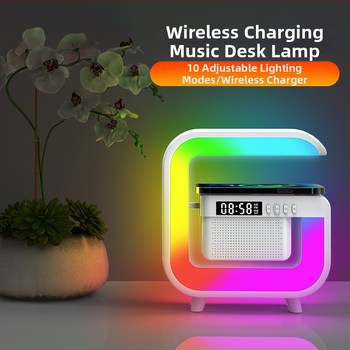 Ασύρματος Bluetooth ηχείο με ασύρματη φόρτιση, ξυπνητήρι και φωτισμό ατμόσφαιρας – Bluetooth 5.3, 5W, ενσωματωμένη μπαταρία 2000–4000mAh, εμβέλεια 10m, εύρος 100Hz–20kHz
