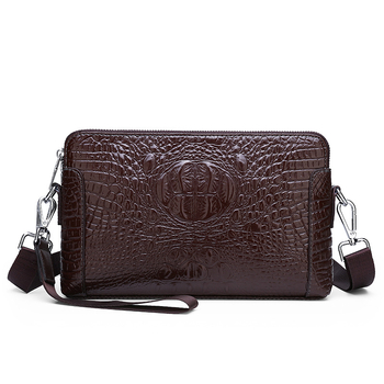 Ανδρική τσάντα ώμου με μοτίβο δέρματος κροκοδειλίου, PU δέρμα, επένδυση πολυεστέρα, αστικό μινιμαλιστικό στυλ