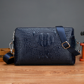 Ανδρική τσάντα ώμου με μοτίβο δέρματος κροκοδειλίου, PU δέρμα, επένδυση πολυεστέρα, αστικό μινιμαλιστικό στυλ