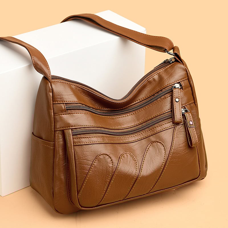 Geantă de damă din PU moale, stil Kelly, formă orizontal pătrată, închidere cu fermoar, buzunar intern cu fermoar