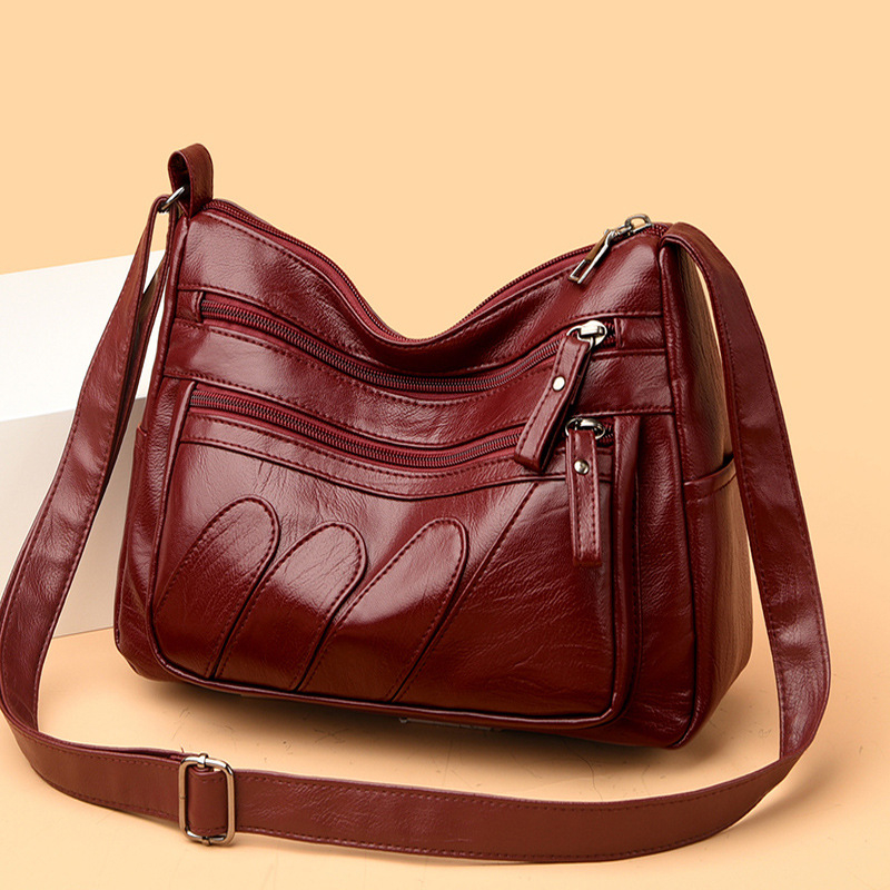 Geantă de damă din PU moale, stil Kelly, formă orizontal pătrată, închidere cu fermoar, buzunar intern cu fermoar