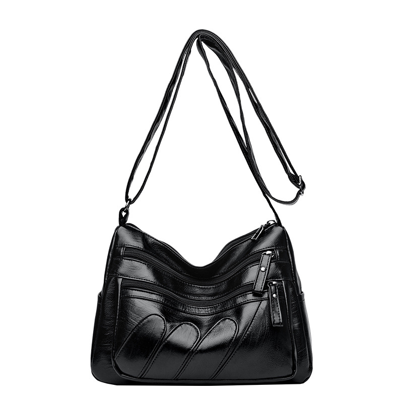 Geantă de damă din PU moale, stil Kelly, formă orizontal pătrată, închidere cu fermoar, buzunar intern cu fermoar