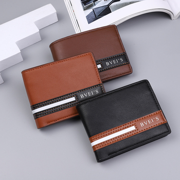 Ανδρικό bifold πορτοφόλι από PU δέρμα με πολλαπλές θήκες καρτών, θήκη νομισμάτων, πολυεστερική επένδυση