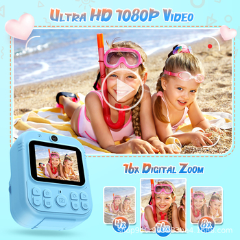 Παιδική κάμερα με εκτύπωση στιγμιότυπων E8, εμπρός και πίσω διπλή κάμερα, 2024 μοντέλο, έως 128 GB αποθήκευση, ενσωματωμένη μπαταρία 1300 mAh