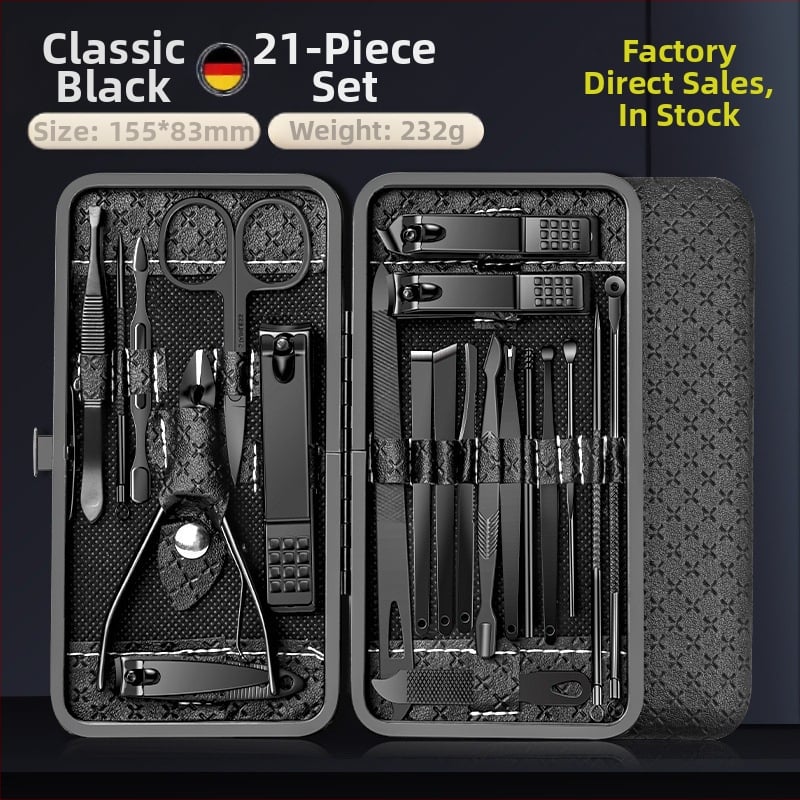 21-частен комплект маникюрни инструменти със ножици за кожички със скосена челюст