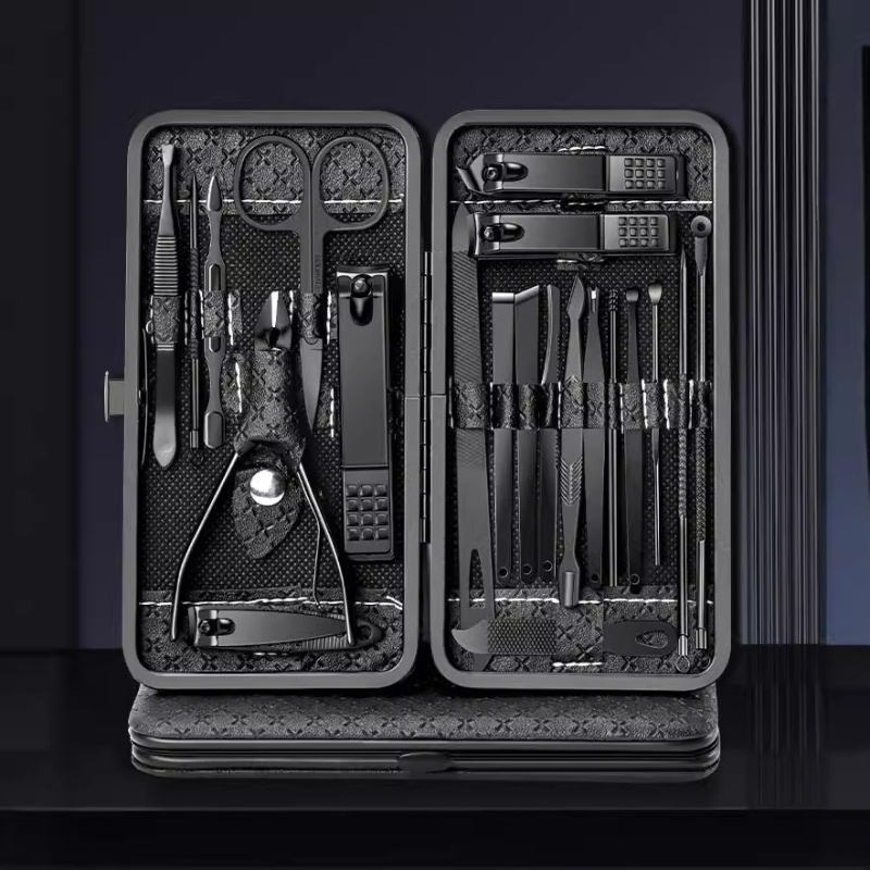 21-частен комплект маникюрни инструменти със ножици за кожички със скосена челюст