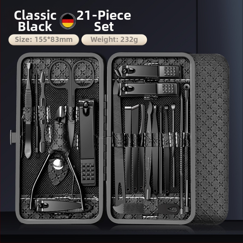 21-частен комплект маникюрни инструменти със ножици за кожички със скосена челюст