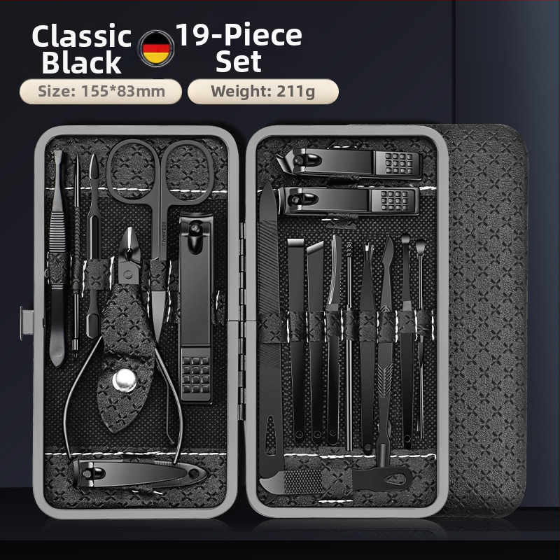 21-частен комплект маникюрни инструменти със ножици за кожички със скосена челюст