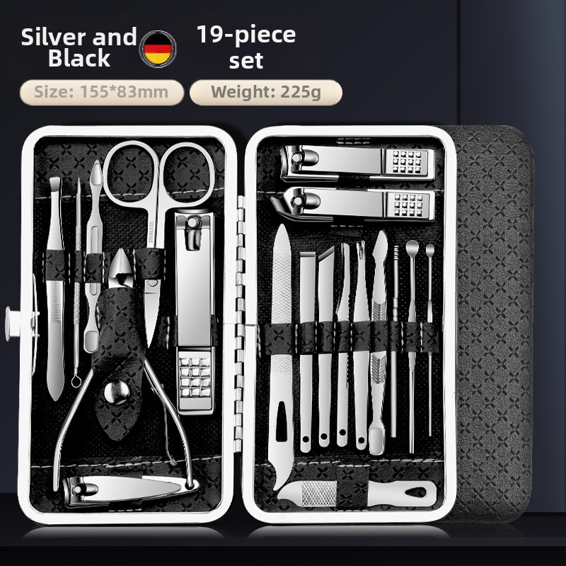 21-частен комплект маникюрни инструменти със ножици за кожички със скосена челюст