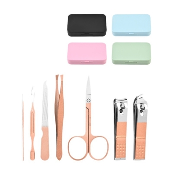 Σετ κοπτών νυχιών για μανικιούρ — 7 τεμάχια, από άνθρακα και ανοξείδωτο χάλυβα, PP θήκη