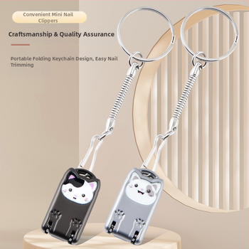 Mini sulankstomos nagų kirpimo žirklutė su rakto pakabuku – nešiojama, plokščias burnos dizainas, lydinys ir nerūdijantis plienas
