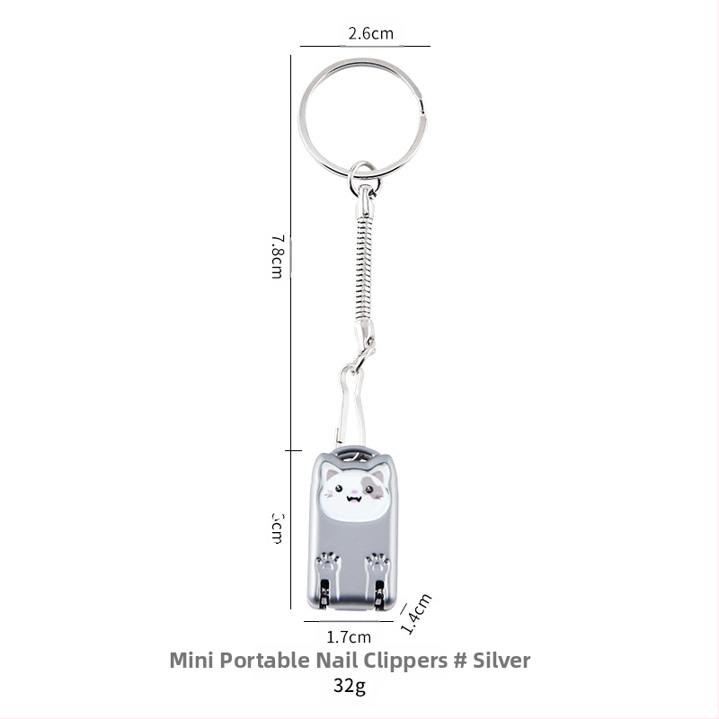 Mini sulankstomos nagų kirpimo žirklutė su rakto pakabuku – nešiojama, plokščias burnos dizainas, lydinys ir nerūdijantis plienas