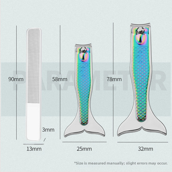 Σετ κοπτών νυχιών από ανοξείδωτο ατσάλι με σχέδιο ουράς γοργόνας, φορητό, οικιακό στιλ, OEM