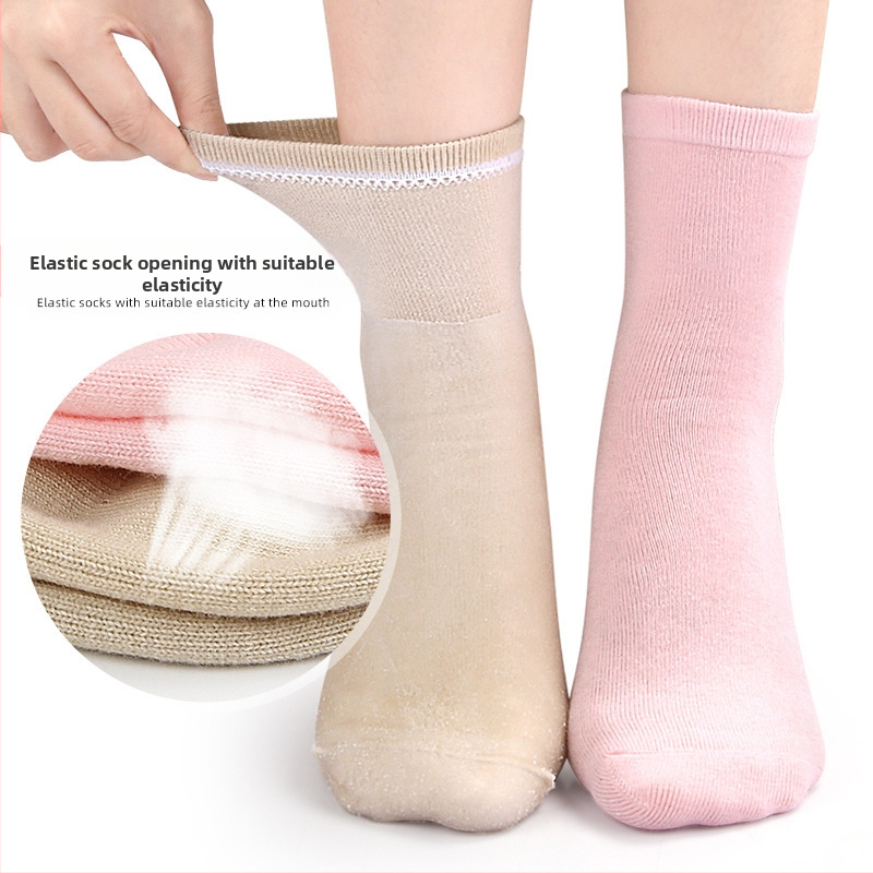 Гел-пълни памучни чорапи, монохромни, среден тръбен височина, едношевно плетиво, 120N, за всички сезони