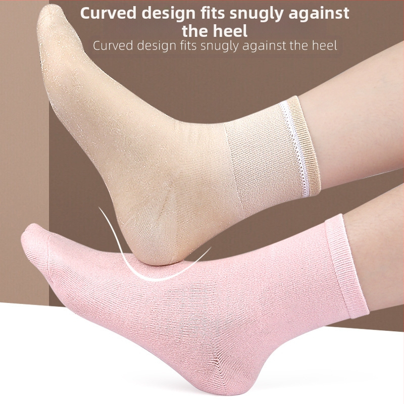 Гел-пълни памучни чорапи, монохромни, среден тръбен височина, едношевно плетиво, 120N, за всички сезони