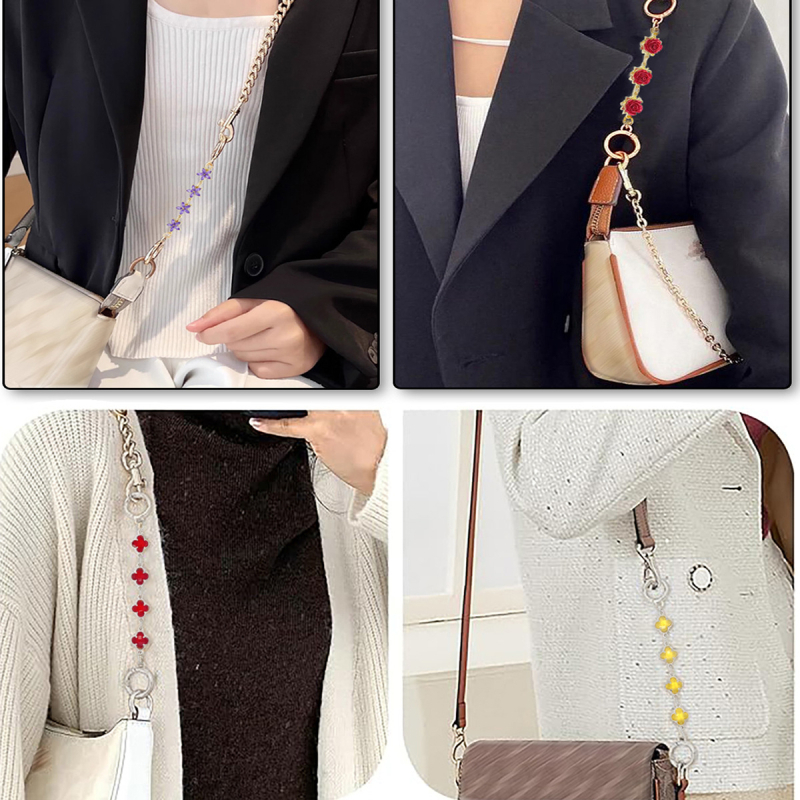 Αξεσουάρ αλυσίδας τσάντας με φινίρισμα λαδιού σε σταγόνες, μοτίβο τετράφυλλου φύλλου, μέταλλο, Xinhe