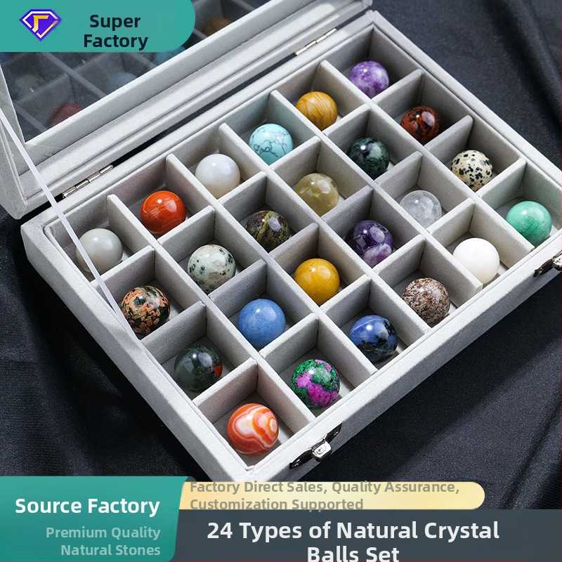 Комплект образци на минерали в кристална топка – естествен кристал, скъпоценни камъни, висящ орнамент, подаръчна кутия, модерен стил