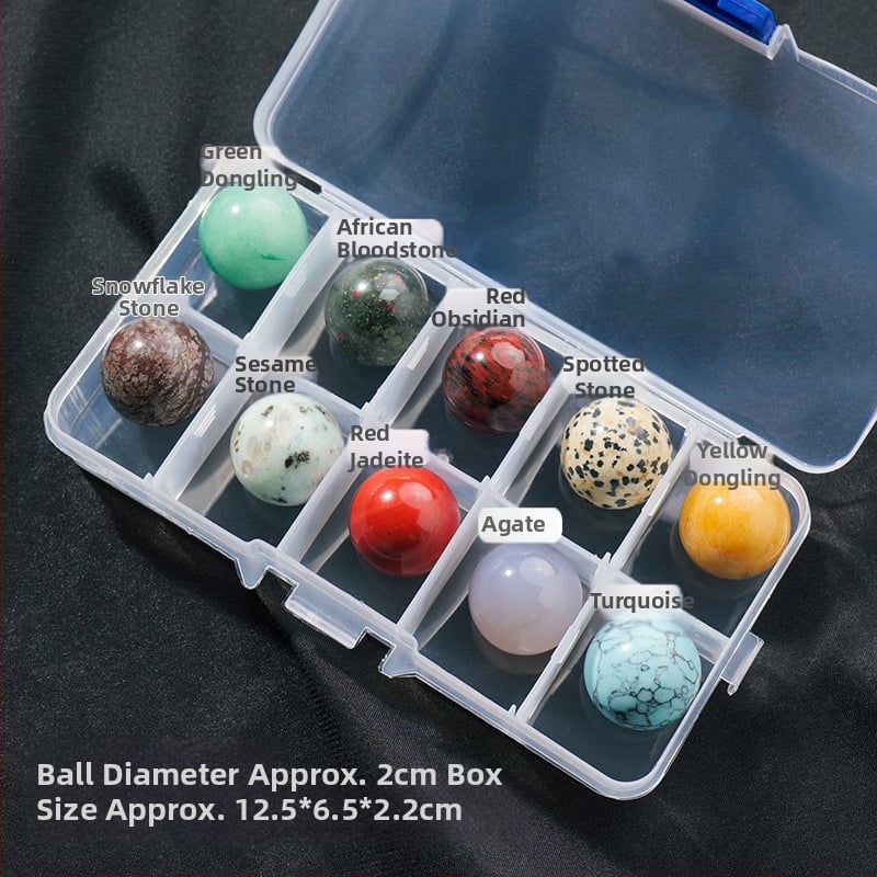 Kristalų rutulio mineralinių pavyzdžių rinkinys – natūralus kristalas, brangakmeniai, kabinamas dekoras, dovanos dėžutė, šiuolaikinis stilius