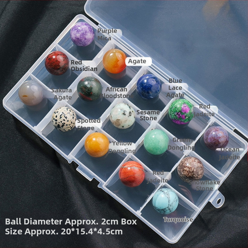 Kristalų rutulio mineralinių pavyzdžių rinkinys – natūralus kristalas, brangakmeniai, kabinamas dekoras, dovanos dėžutė, šiuolaikinis stilius