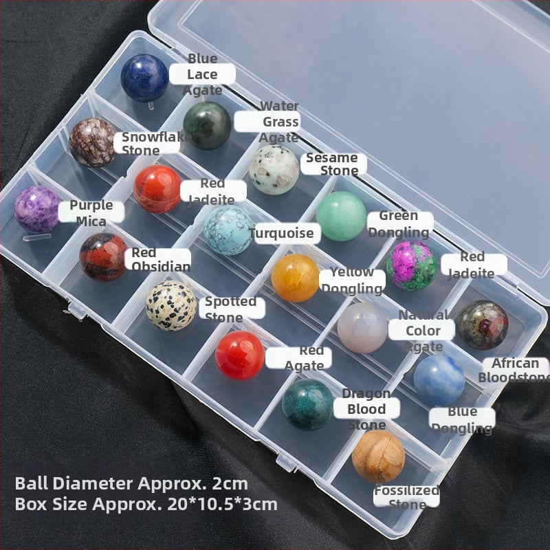 Kristalų rutulio mineralinių pavyzdžių rinkinys – natūralus kristalas, brangakmeniai, kabinamas dekoras, dovanos dėžutė, šiuolaikinis stilius