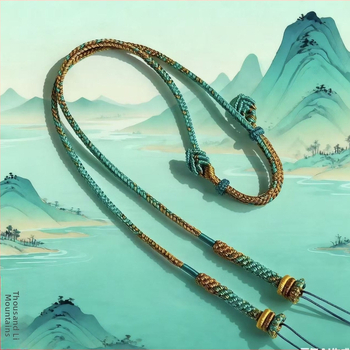 Ručno tkan lanac od užeta za ključnu kost – unisex, prirodan, pleteni vlakno s tirkiznim perlama