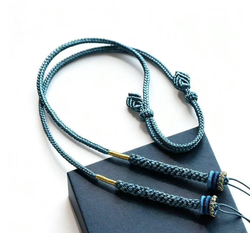 Ručno tkan lanac od užeta za ključnu kost – unisex, prirodan, pleteni vlakno s tirkiznim perlama