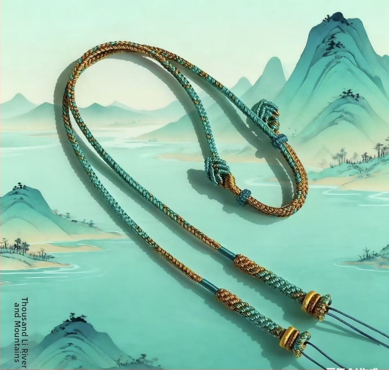 Ručno tkan lanac od užeta za ključnu kost – unisex, prirodan, pleteni vlakno s tirkiznim perlama