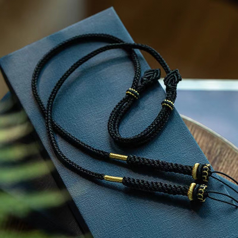 Ručno tkan lanac od užeta za ključnu kost – unisex, prirodan, pleteni vlakno s tirkiznim perlama