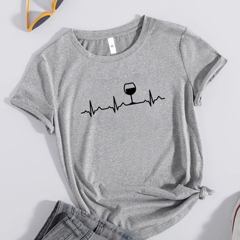 Γυναικεία κοντομάνικη μπλούζα με στρογγυλό λαιμόκοψη, αφηρημένο τύπωμα (πολυεστέρας 95%+, μεσαίο μήκος 65-80 εκ)