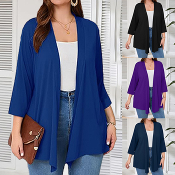 Sieviešu cardigan jaka ar garām piedurknēm, vidēja garuma, apkakle ar lapeli, audums Milk Silk brushed, 30–50% elastāns un poliesters (Pavasaris 2025)