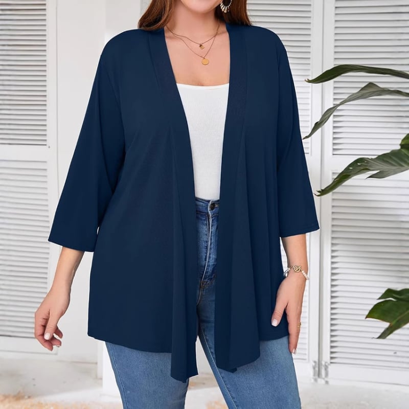 Sieviešu cardigan jaka ar garām piedurknēm, vidēja garuma, apkakle ar lapeli, audums Milk Silk brushed, 30–50% elastāns un poliesters (Pavasaris 2025)